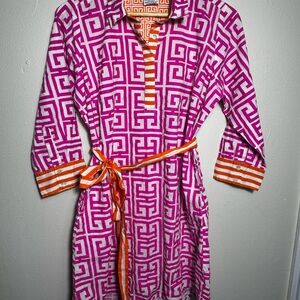 Gretchen Scott Designs Pink, Orange & White Geometric Tunic Large